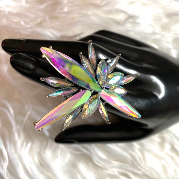 Giant Cosmic Starburst AB adjustable statement cocktail ring - Picture 2 of 8